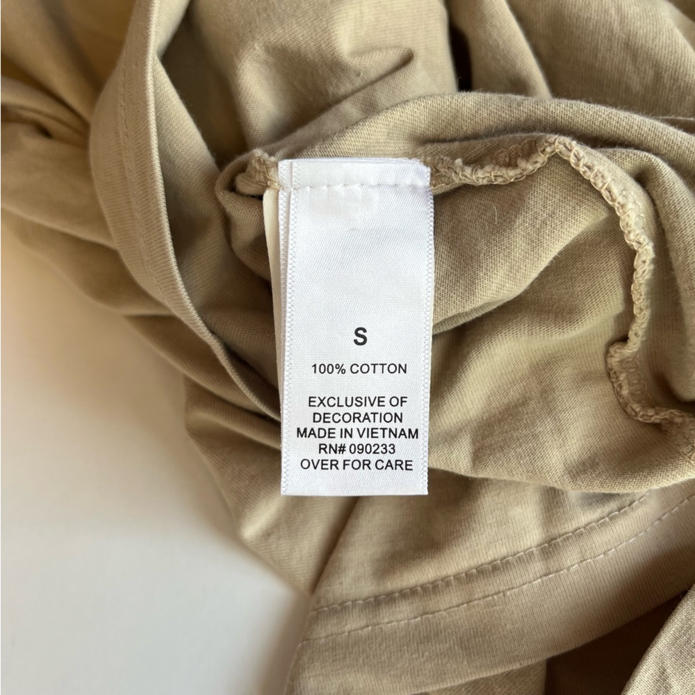 Essentials Beige Tee with Black Lettering - Picture 6 of 7
